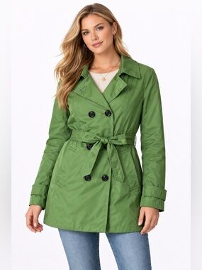 Black Rivet Women’s Double Breasted Jacket Large Vibrant Spring Green Tie Front